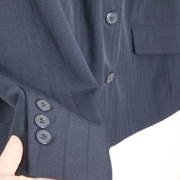 💕Addition Elle Dark Navy Business Casual Long Sleeve Blazer Button 14 Petite - Picture 6 of 8